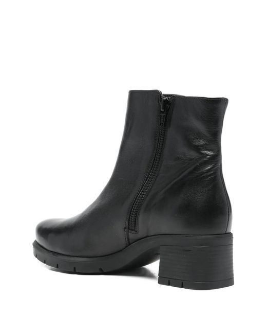 Ara Black Leather Heeled Boots