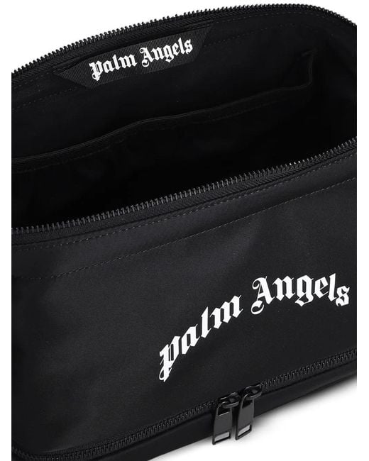 Palm Angels Black Curved Logo Beauty Pouch for men