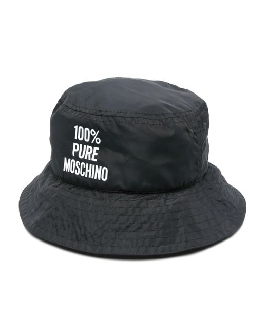 Moschino Black Logo-Print Slouchy Bucket Hat