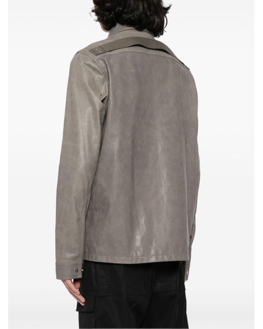 Washed leather jacket di Rick Owens in Gray da Uomo