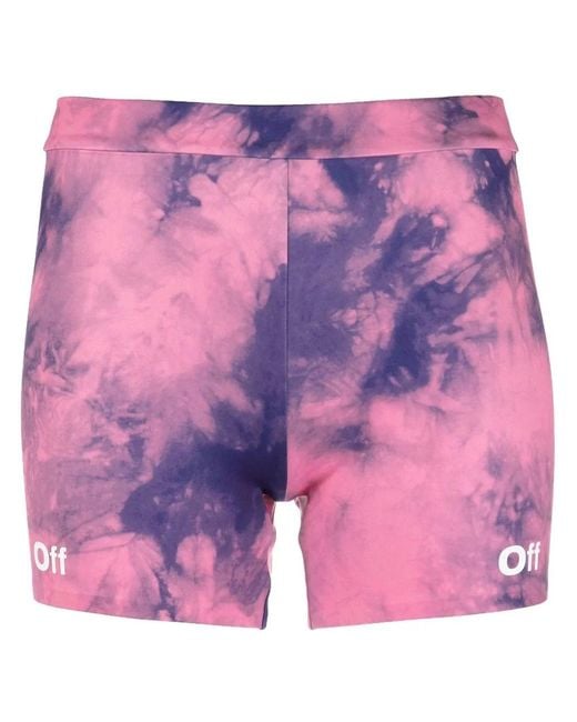 Off-White c/o Virgil Abloh Pink Logo-Print Tie-Dye Shorts