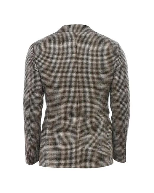 Corneliani Gray Check Double-Vent Jacket for men