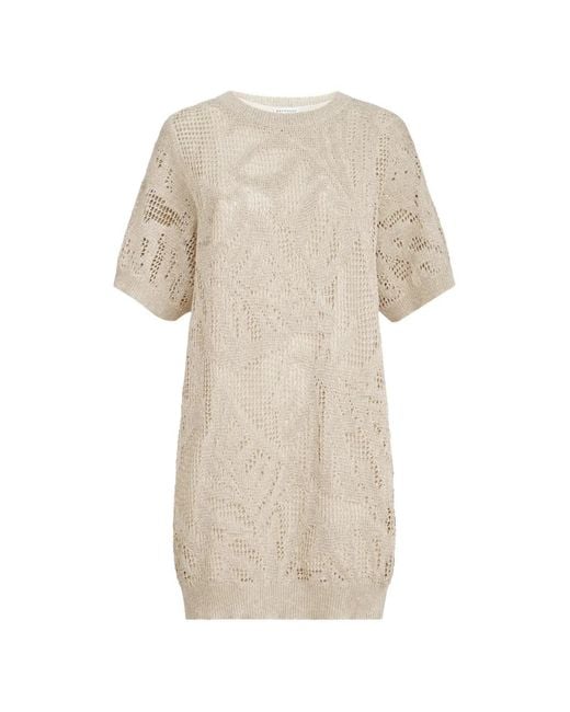 Brunello Cucinelli White Dazzling Water Lillies Mini Dress