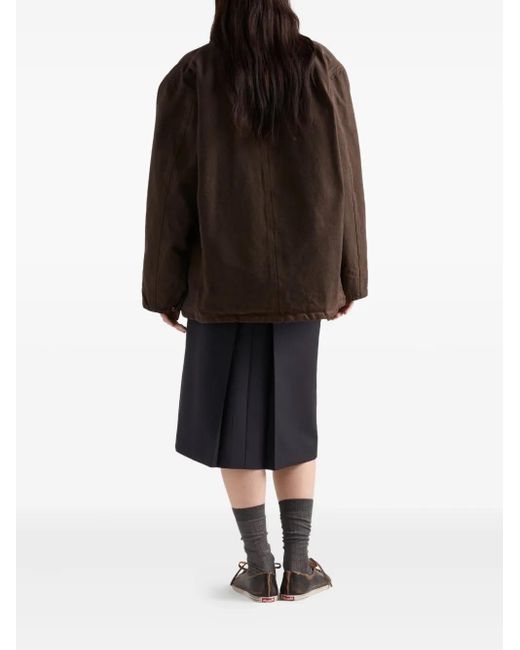 Prada Black Mohair-Wool Midi Skirt