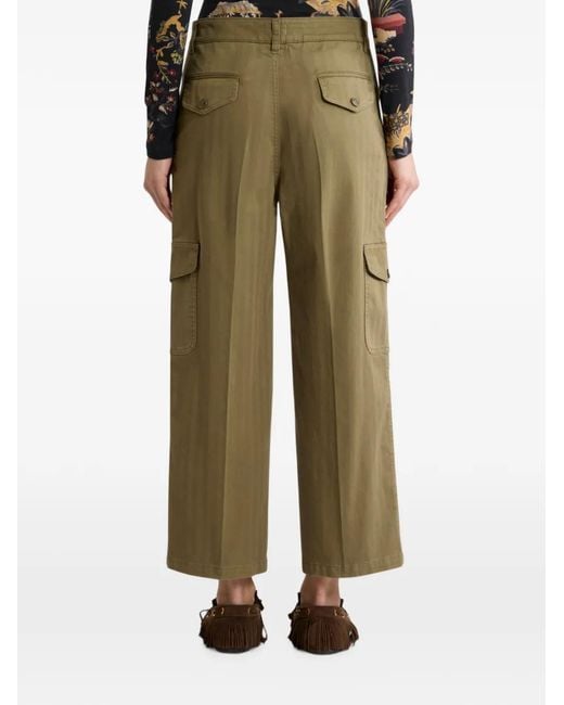 Etro Green Cropped Cargo-Jeans
