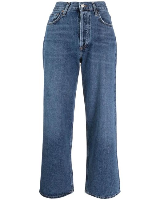 Agolde Blue Ren Jean High-Rise Cropped Jeans