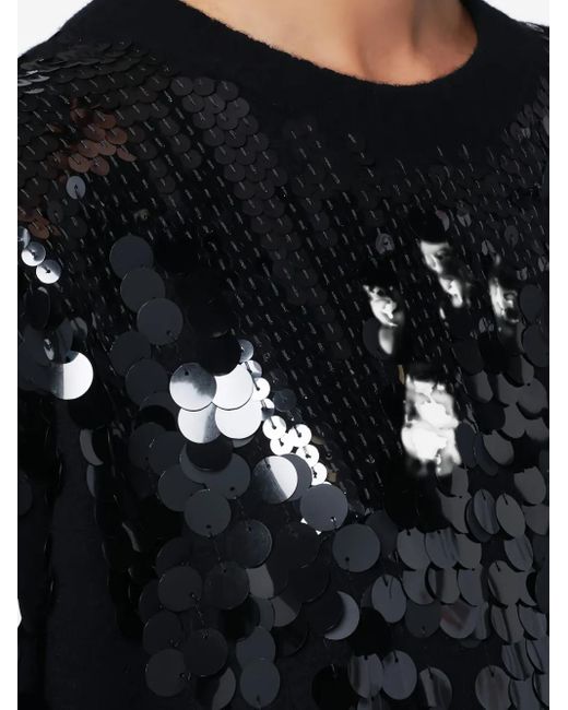 Roberto Collina Black Sequin-Embellished Round-Neck Jumper