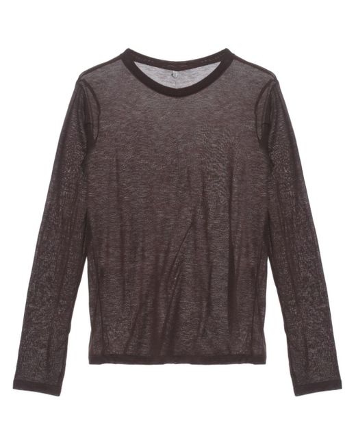 Baserange Brown Semi-sheer Long-sleeve T-shirt