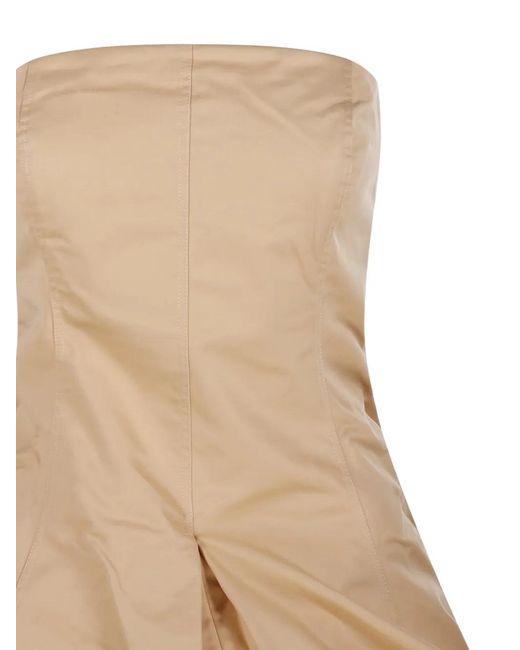 LAMRONS Natural Strapless Square-Neck Top