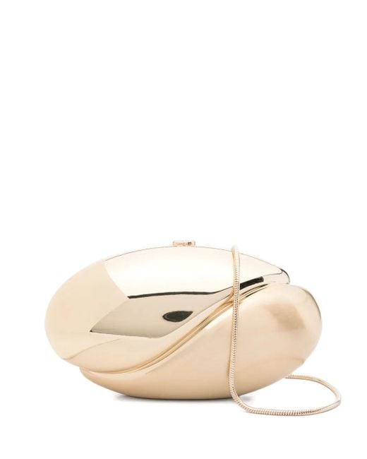Jonathan Simkhai Natural Ameera Metallic-Effect Oval Clutch