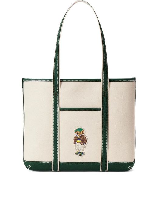 Polo Ralph Lauren White Medium Embroidered-Logo Tote Bag