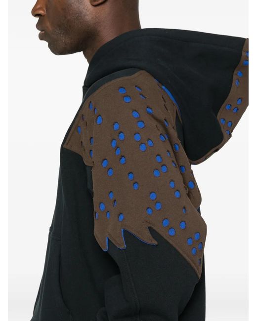 Kiko Kostadinov Black X Fox Lab Perforated Fleece Hoodie for men