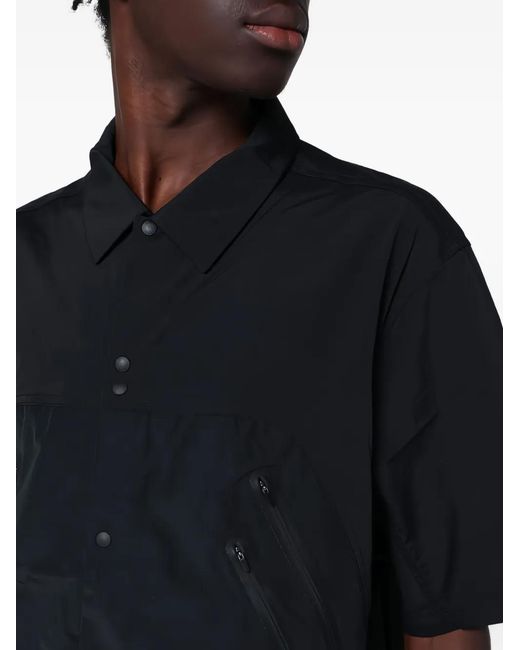 Purple Mountain Observatory Blue Zip-Pocket Short-Sleeve Shirt for men