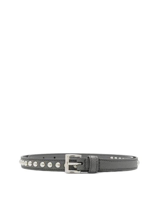 Prada Gray Stud Detail Belt Grey