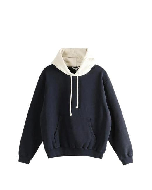 Auralee Blue P/O Colour-Block Hoodie for men