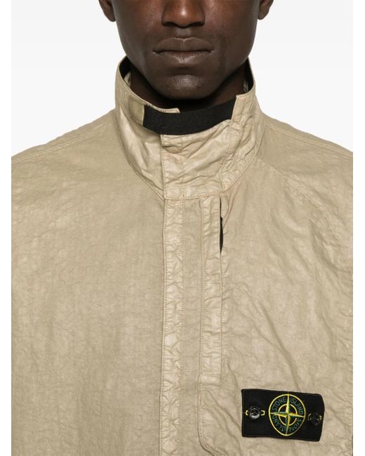 メンズ Stone Island コンパスバッジ シャツ Natural