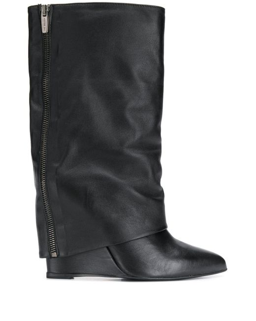 The Seller Black Foldover Wedge Boots