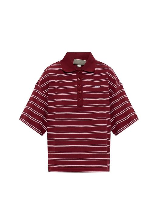 Gestuz Red Pilova Striped Short-Sleeve Polo Shirt
