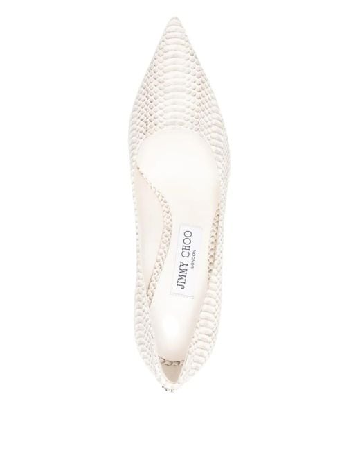 Jimmy Choo Leren Pumps Met Slangen-Effect in het White