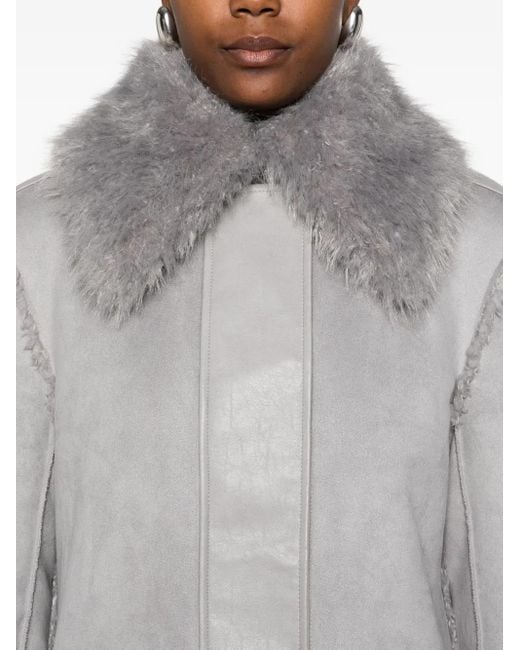 Patrizia Pepe Gray Faux Fur Reversible Coat