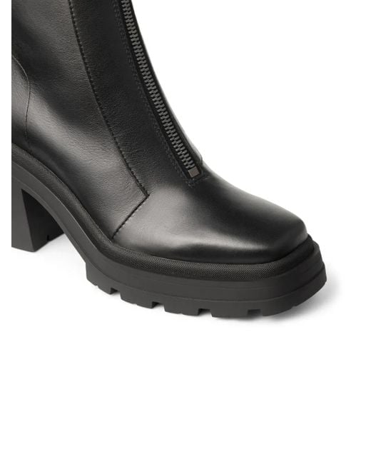 JIMMY CHOO☆ ユージェニー 80 ブラックレザー Jimmy Choo Eugenie 80 Leather Ankle Boots in Black | Lyst