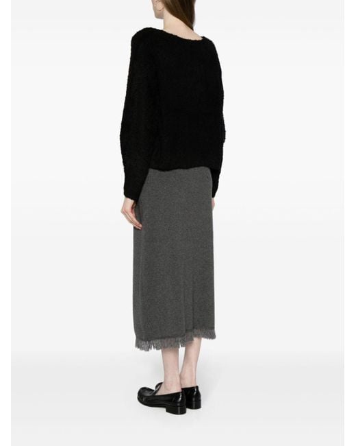 B+ AB Black Bouclé-construction Knitted Skirt Set