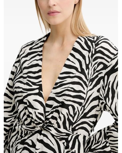 Gestuz White GZveva Maxikleid mit Zebra-Print