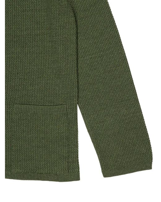 Piacenza Cashmere Green Textured-Knit Jacket for men