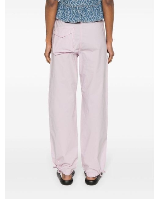 Ganni Pink Straight-leg Organic Cotton Trousers