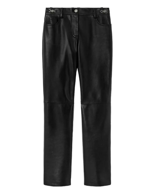 Versace Black Leather Trousers