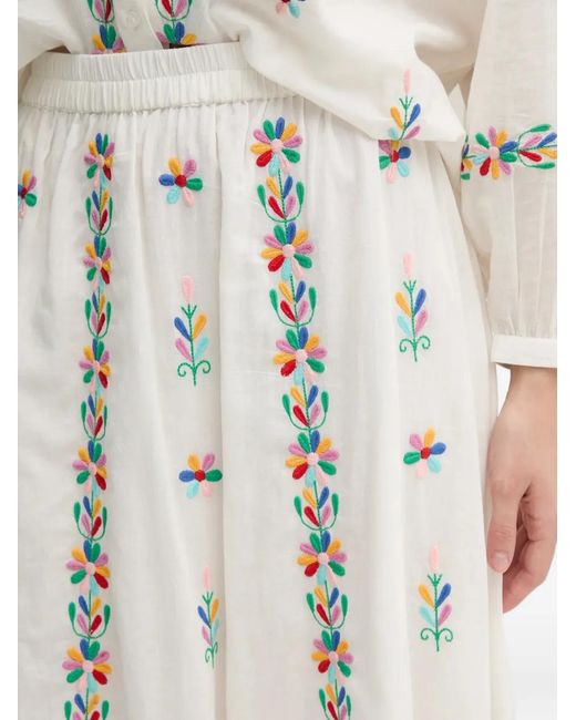 La Petite Francaise White Jamal Embroidered Tiered Maxi Skirt