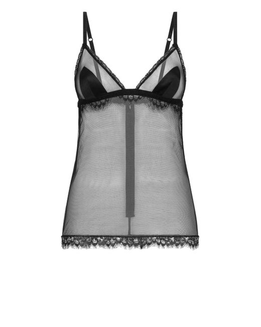 Dolce & Gabbana Gray Lace-detail Sheer Camisole