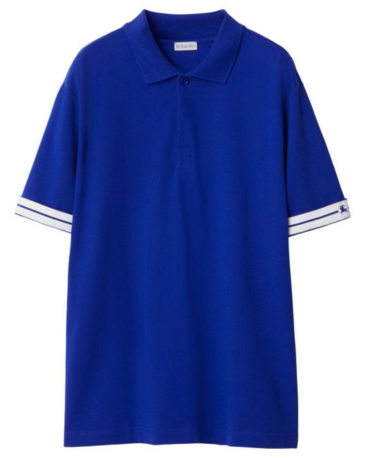 Burberry Blue Cotton Piqué Polo Shirt for men
