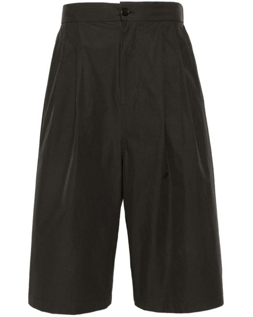 Amomento Black Two Tuck Wide Shorts for men