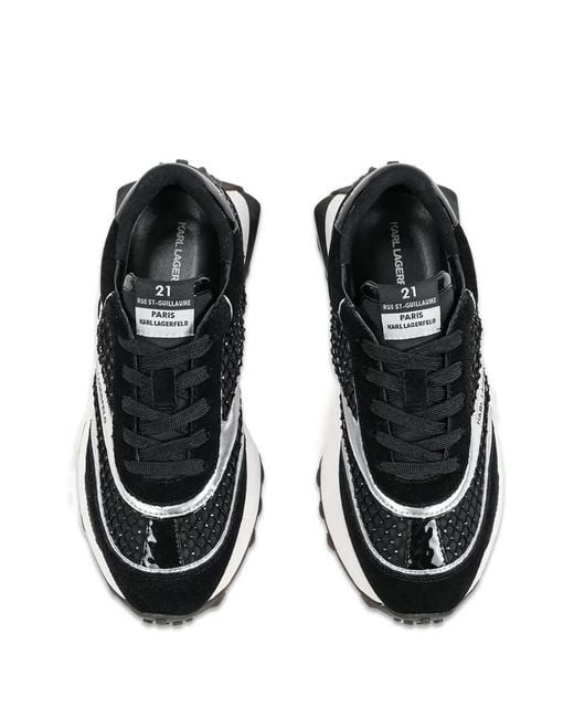 Karl Lagerfeld Black Embellished Panelled Sneakers