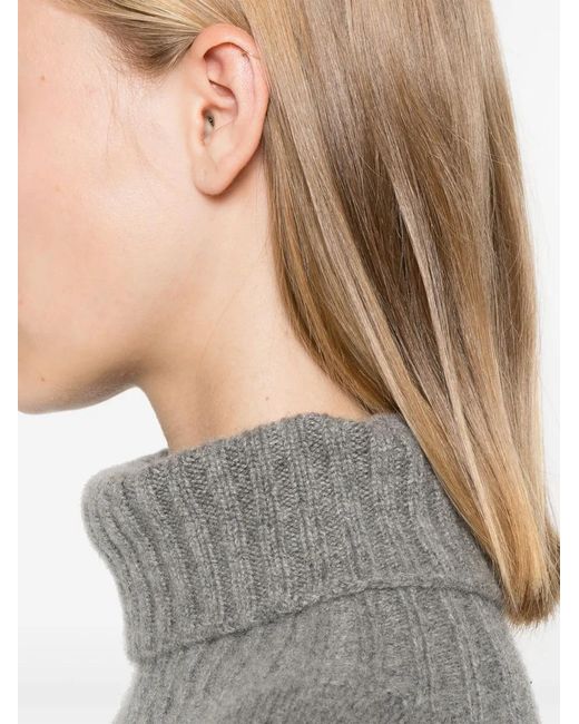 Bompard Gray Hammer-Sleeve Round-Neck Sweater