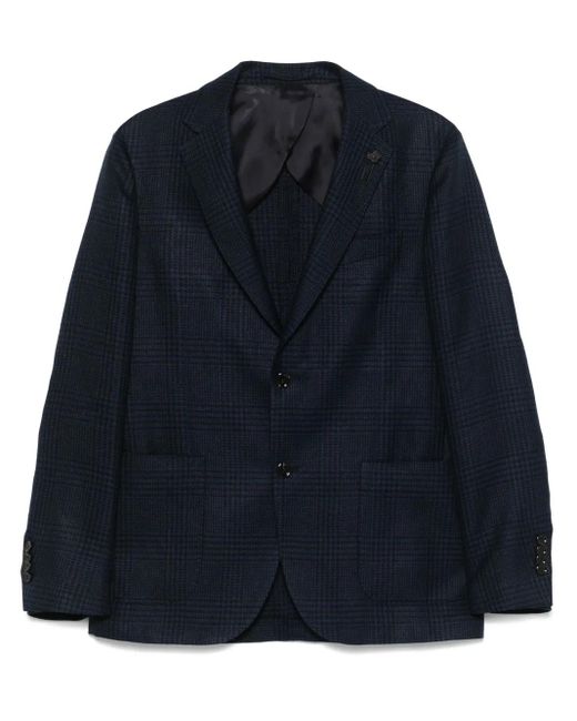 メンズ Lardini チェック ジャケット Blue