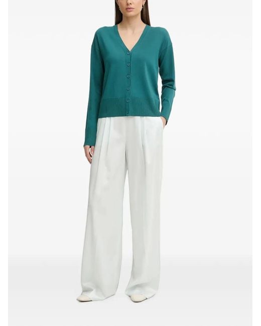 Sisley Green Button V-Neck Cardigan