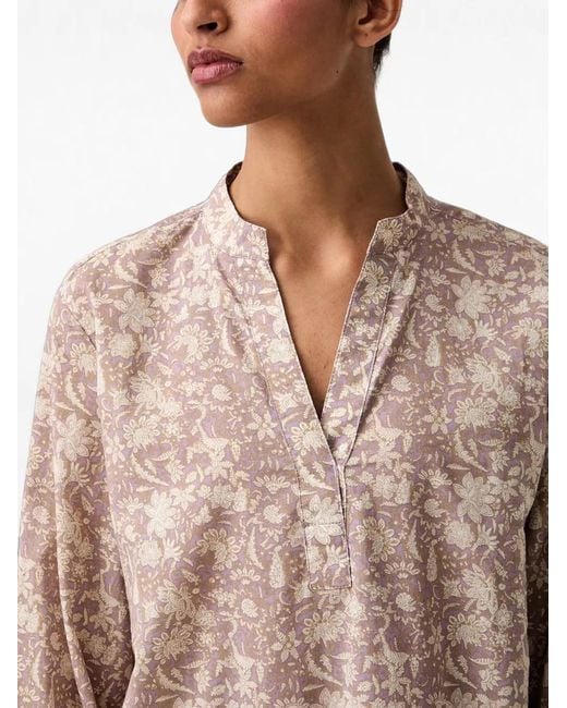 Marc O' Polo Natural Floral-Print Long-Sleeve Top