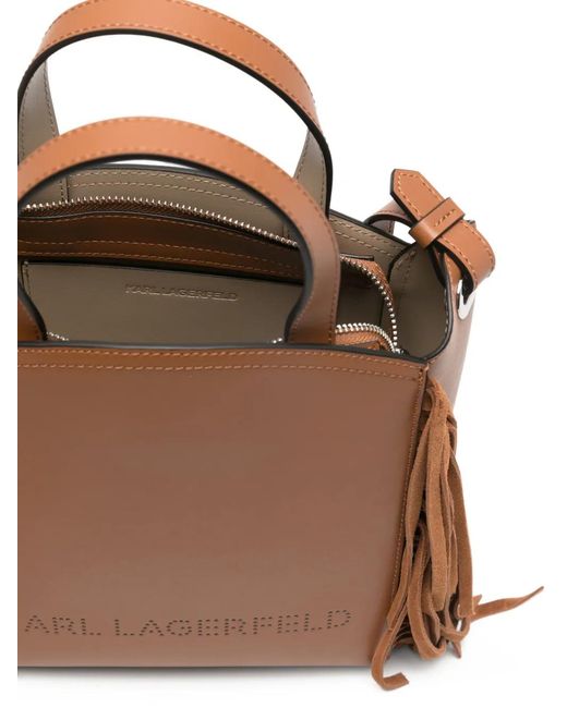 Karl Lagerfeld Brown Fringe-Detail Tote Bag