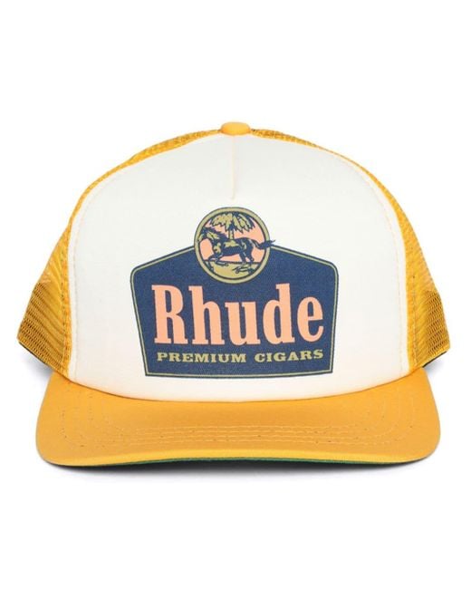 Rhude Yellow Logo-print Cotton Cap for men