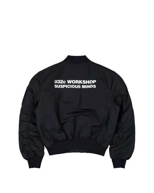 032c Black Zip-Up Bomber Jacket for men