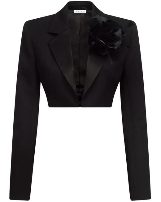 Area Black Flower Corsage Cropped Blazer