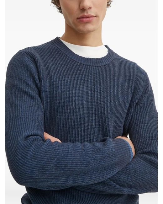 Marc O' Polo Blue Ribbed Crew-Neck Jumper for men