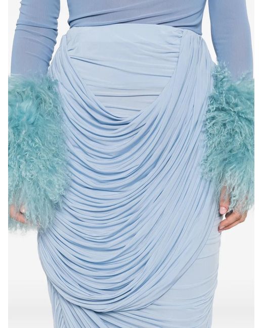 Magda Butrym Blue Draped Midi Skirt