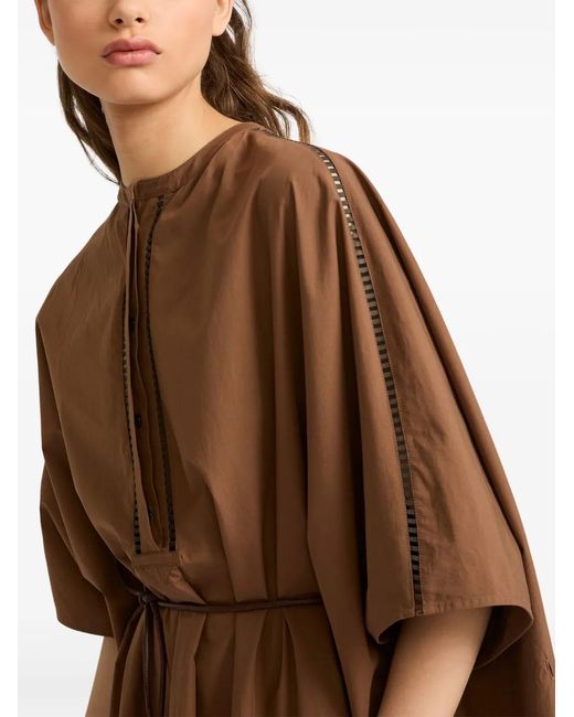 Yves Salomon Brown Poplin Kaftan Dress