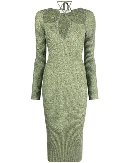 Jonathan Simkhai Green Crossover Strap Bodycon Midi Dress
