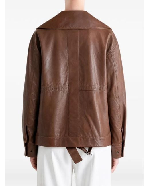 Calvin Klein Brown Isa Belted Leather Jacket