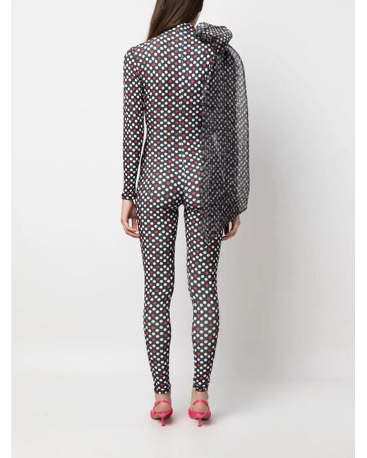 Atu Body Couture Black Bow-Detail Polka-Dot Jumpsuit