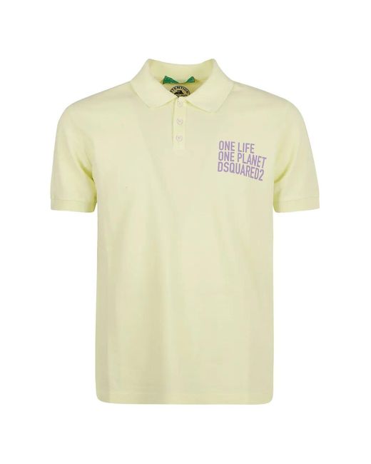DSquared² Yellow Print Polo Shirt for men